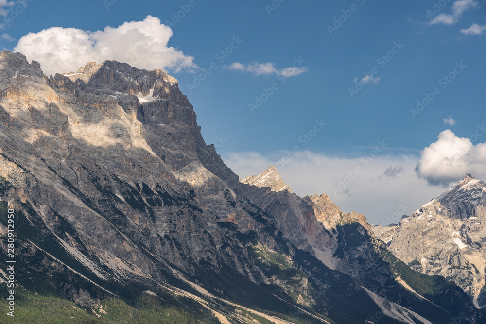Idyllic landscape with rocky mountain in Alps