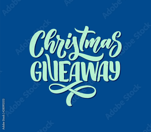 Vintage card with christmas giveaway lettering. Calligraphy text. Decoration template. Vector illustration for holiday design.