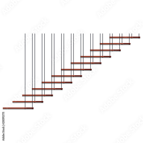 Staircase for prison or loft interior for quest rooms and escape games isolated on white background.