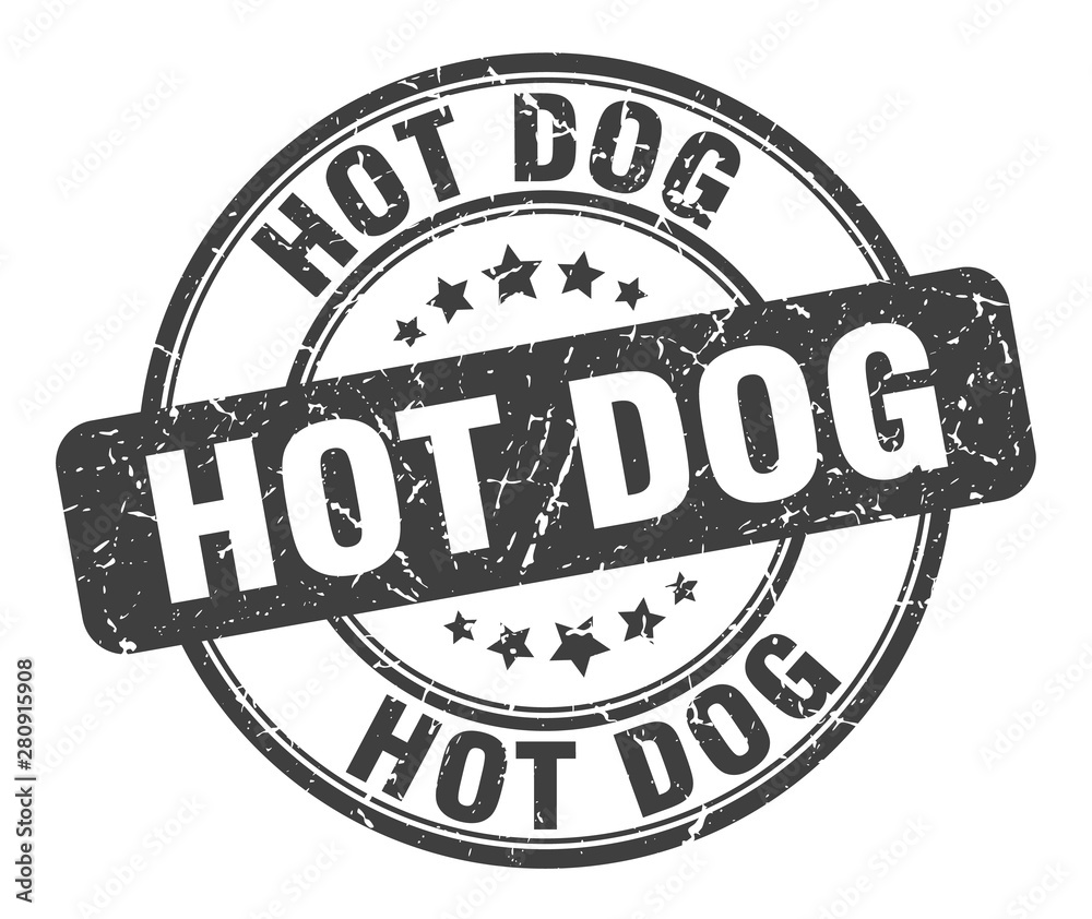 hot dog stamp. hot dog round grunge sign. hot dog