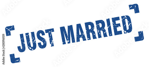 just married stamp. just married square grunge sign. just married