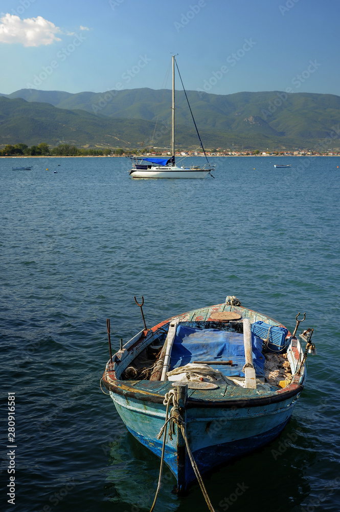 Fishing boats in the port of Stavros. Greece
