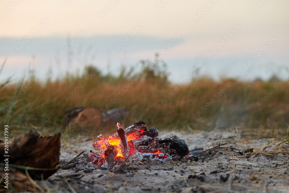 campfire during summer evening