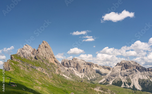 Beautiful Alps with green mountain hill under sky