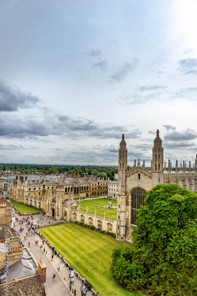 The view of Cambridge with beautiful cloudy sky, UK