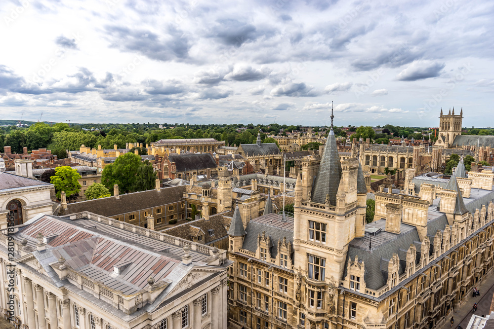The view of Cambridge with beautiful cloudy sky, UK