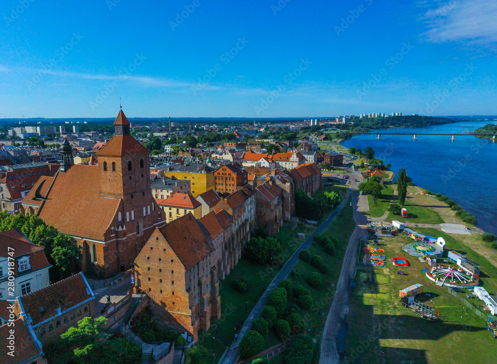 Aerial View. Picturesque cityscape of Grudziadz. Poland