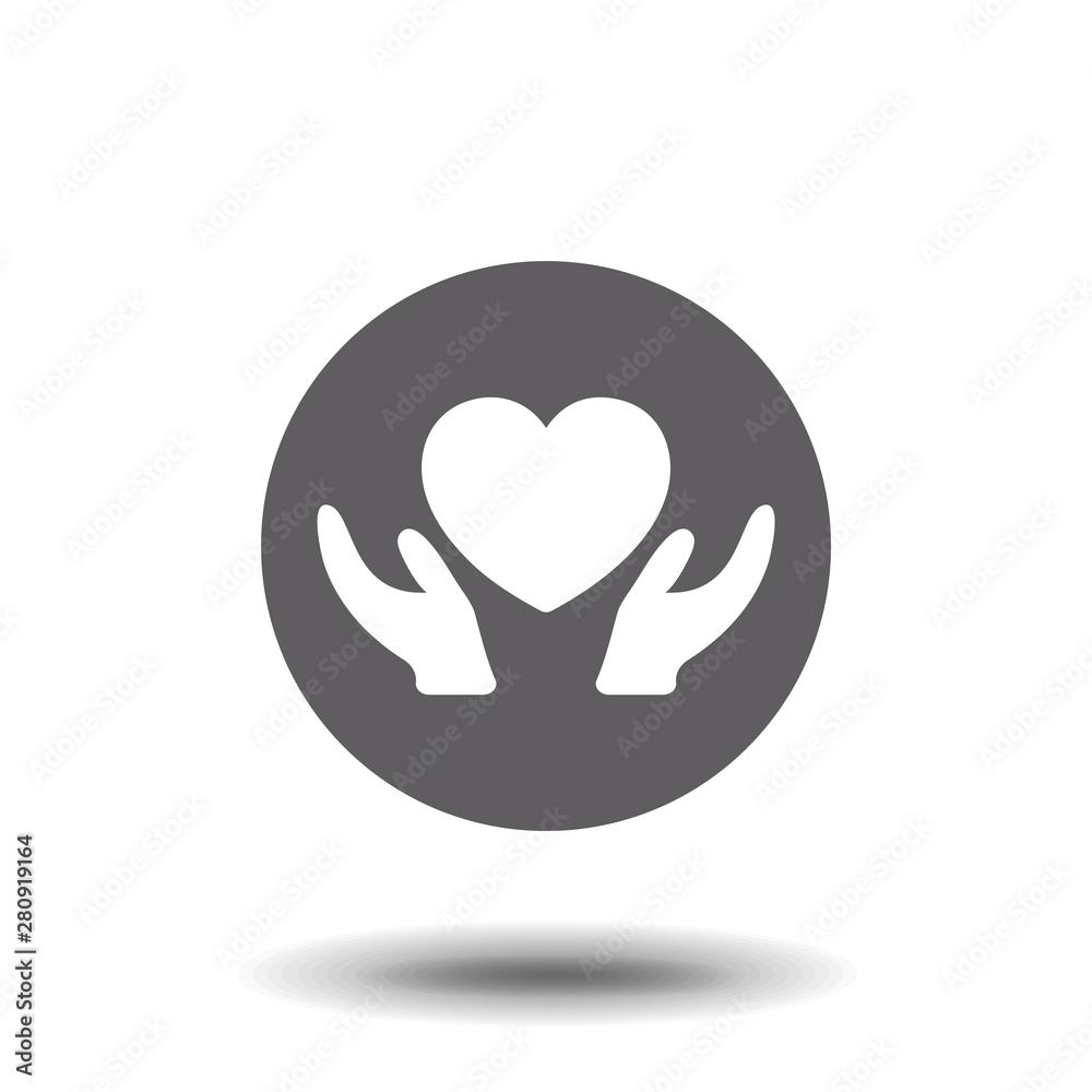 Heart Care Icon with Hands. Flat Design Isolated. Heart Care Icon with Hands. Flat Design Isolated.
