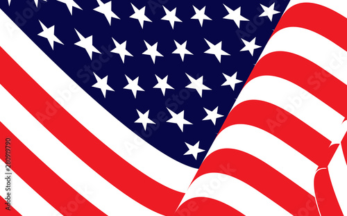 American flag wallpaper, USA or American flag, vector.  United states of America, America or USA waving flag.