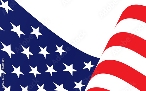 USA, American flag, waving. Waving american  or USAA flag isolated on white. USA waving America flag background.