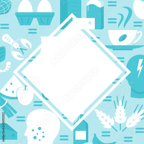 Food allergy poster template in flat style