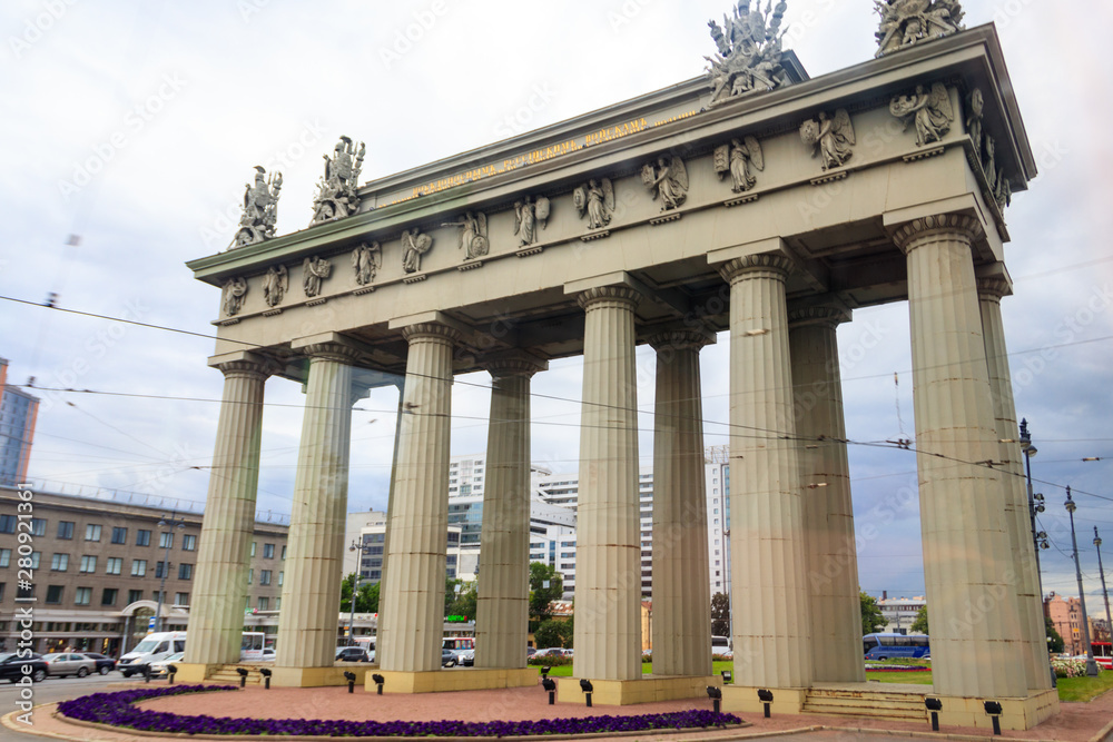 Moscow Triumphal Gate is a Neoclassical triumphal arch in Saint Petersburg, Russia Moscow Triumphal Gate is a Neoclassical triumphal arch in Saint Petersburg, Russia