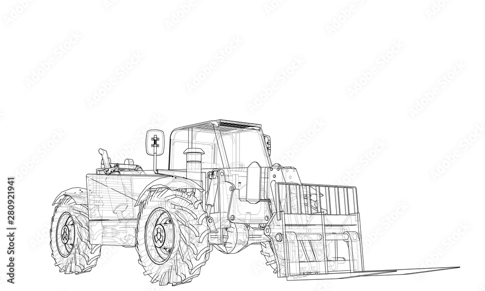 Forklift concept. Vector rendering of 3d