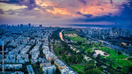 Tel Aviv City, Ha Yarkon Park with a beautiful sky © David