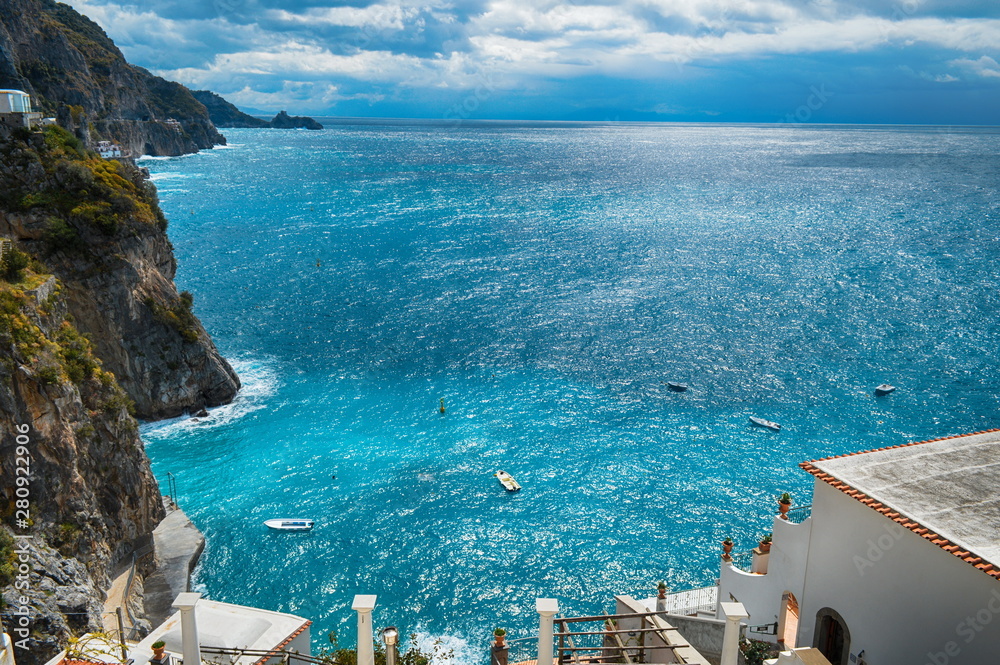 Fototapeta premium Travel in Italy. Amalfi coast with the sea