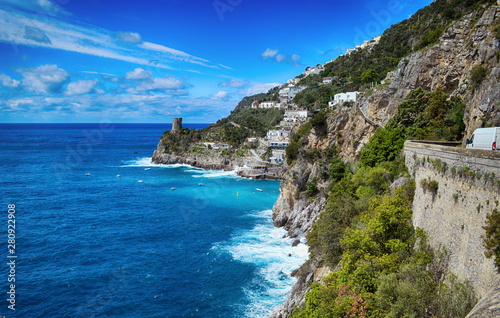 Travel in Italy. Amalfi coast with the sea