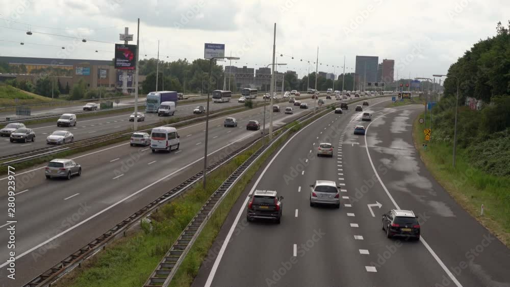 commuters on Highway A12 at Utrecht during the evening rush, Utrecht, The Netherlands, July 12th 2019 commuters on Highway A12 at Utrecht during the evening rush, Utrecht, The Netherlands, July 12th 2019