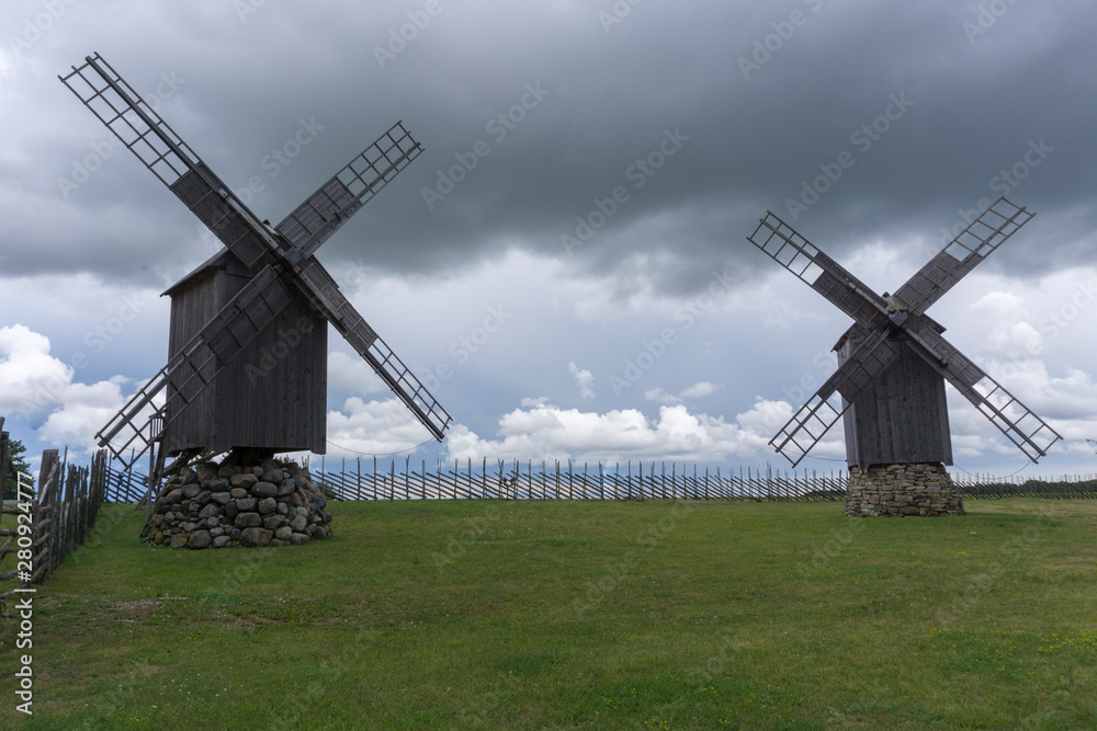 Angla windmills. Saaremaa island. Latvia