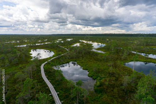 Kemeri national park Jurmala.  Bogs with path
