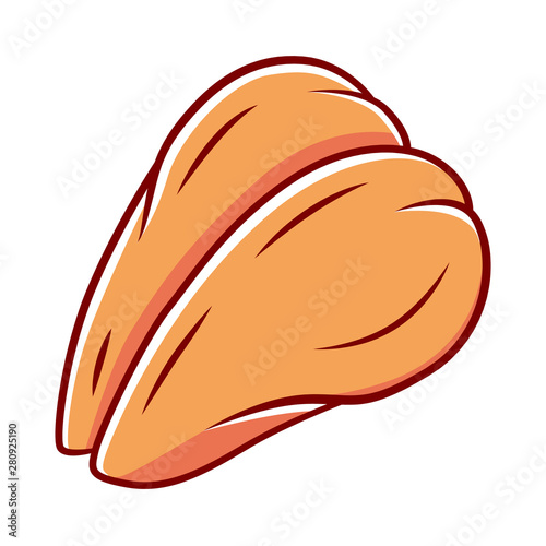 Grilled chicken breast color icon. Butchers meat. Protein source. Roasted meat production and sale. Butchery business. Isolated vector illustration