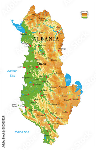 Albania physical map