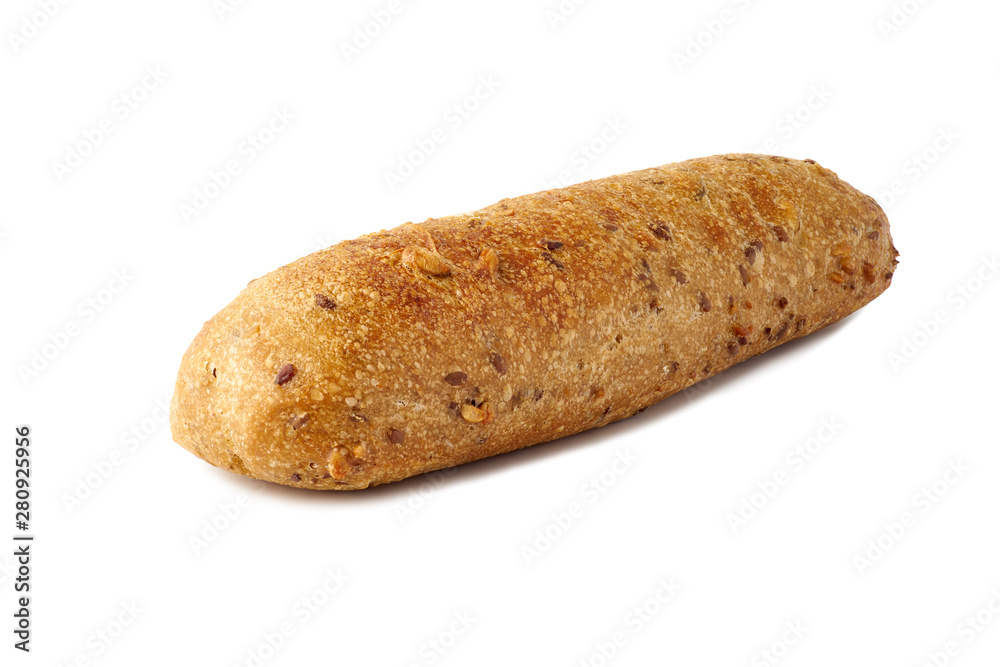 Freshly baked bread bun on white background Freshly baked bread bun on white background