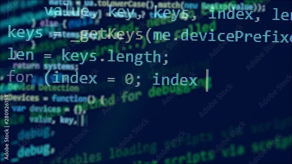 One monitor with programming code. One monitor with programming code.