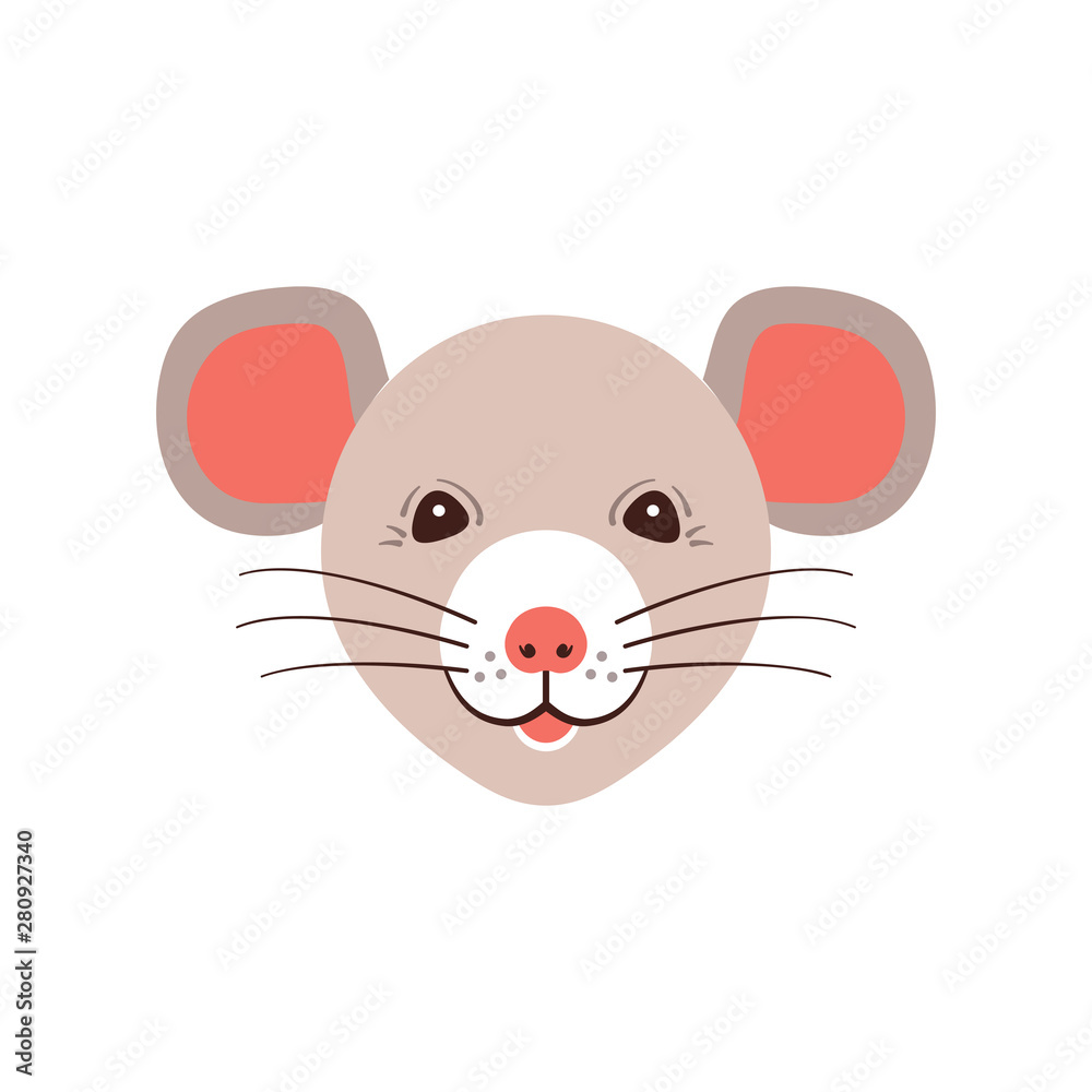 Icon Rat, Cute muzzle mouse. Cartoon rat head, Vector isolated icon Icon Rat, Cute muzzle mouse. Cartoon rat head, Vector isolated icon