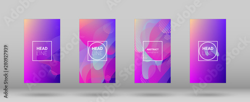 Fluid Shapes. Modern Geometric Pattern. Banner Design Composition. Horizontal Orientation. Set of Colorfull Background.