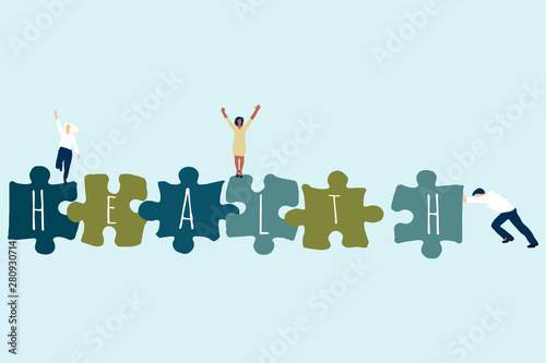 Bilde på lerret People and health puzzles