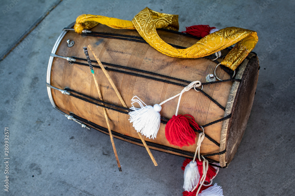 Beautiful Traditional Dhol Indian Drum Used in Gujarati Weddings