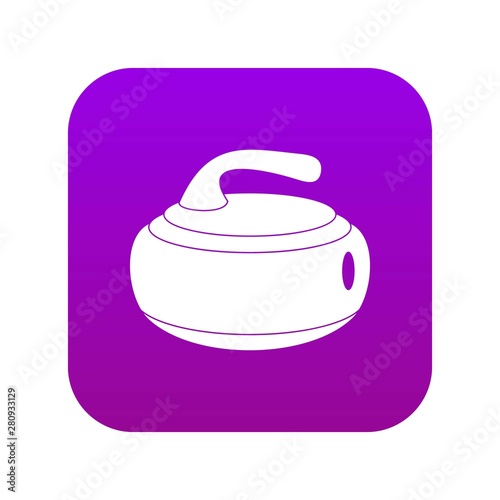 Curling stone icon digital purple for any design isolated on white vector illustration