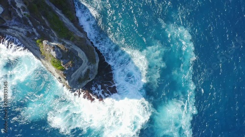 Zoom Out Drone Shot of Banah Cliff at Nusa Penida, Bali - Indonesia