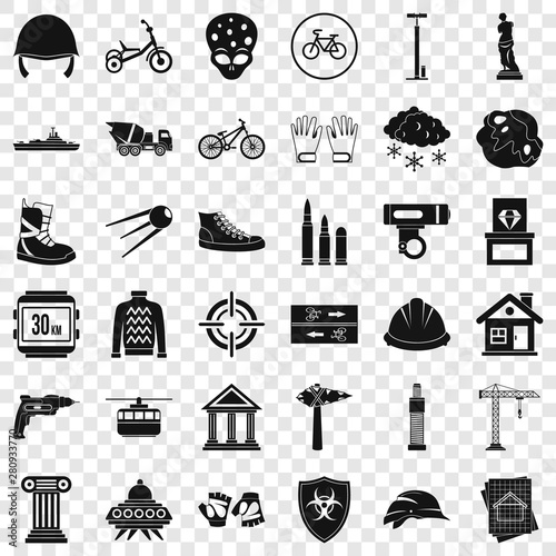 Project icons set. Simple style of 36 project vector icons for web for any design