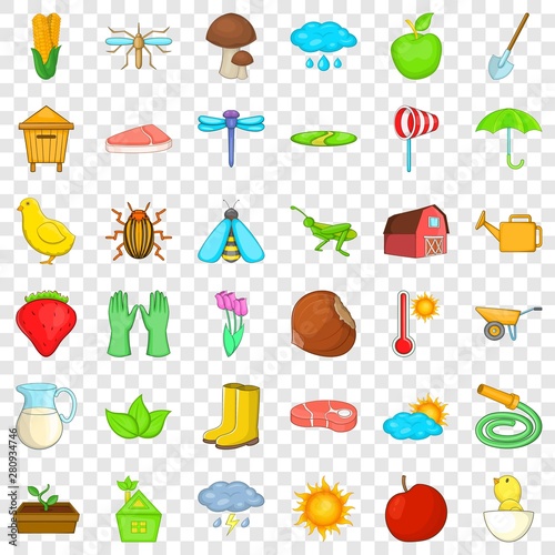 Harvest icons set. Cartoon style of 36 harvest vector icons for web for any design