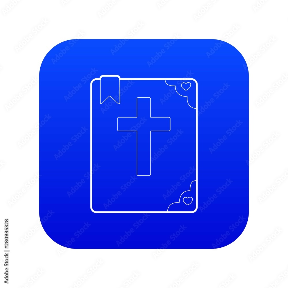Fototapeta premium Bible icon blue vector isolated on white background