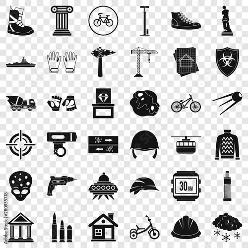 Truck icons set. Simple style of 36 truck vector icons for web for any design