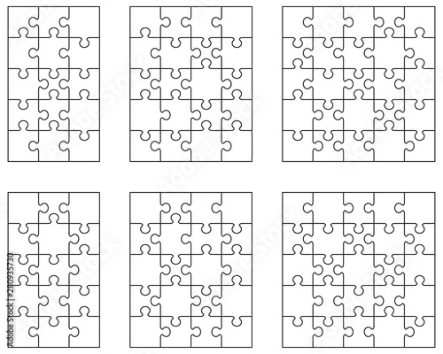 Illustration of different white puzzles, separate pieces