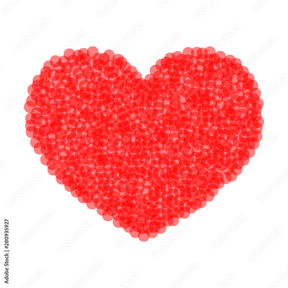 Heart as sign of love from red circles. Vector illustration