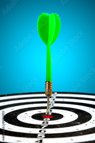 Target with arrow in the center. Hit the target.