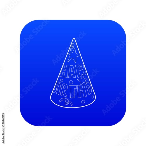 Cap icon blue vector isolated on white background