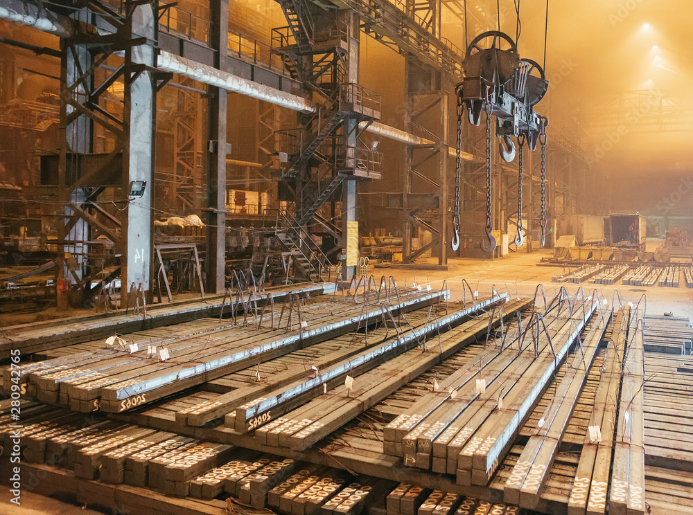 Fototapeta premium Warehouse metal blank. Electroplating plant for the metal.