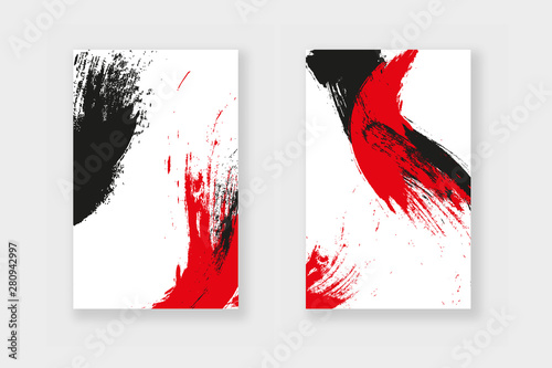 Black and red grunge design templates for brochures, flyers, mobile technologies, applications, logo, banners and lnfographic. Modern background. Vector business card.