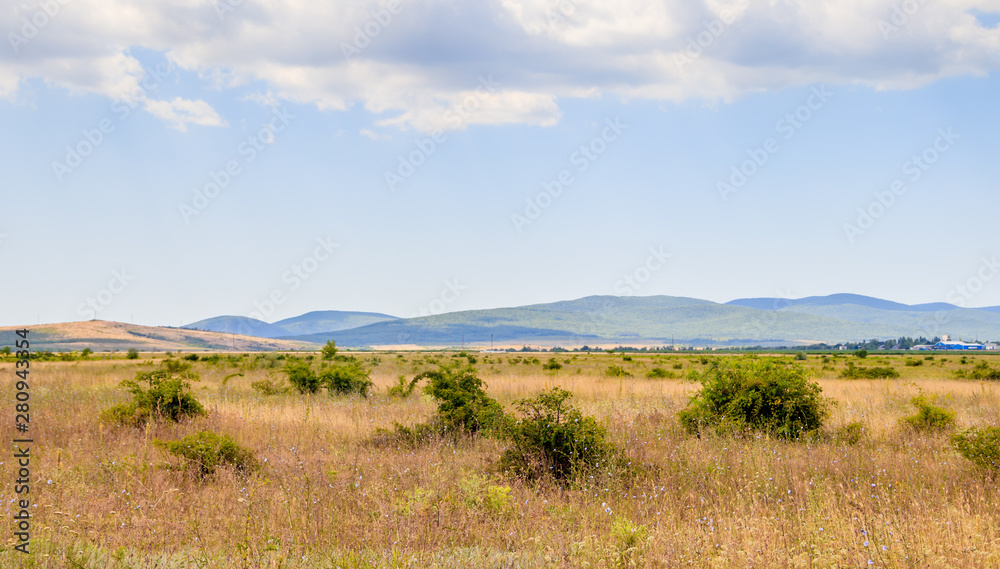 Russian open spaces. Crimea. Field. Summer Russian landscapes. . Grass and sky. Background summer landscape. Crimean fields Russian open spaces. Crimea. Field. Summer Russian landscapes. . Grass and sky. Background summer landscape. Crimean fields