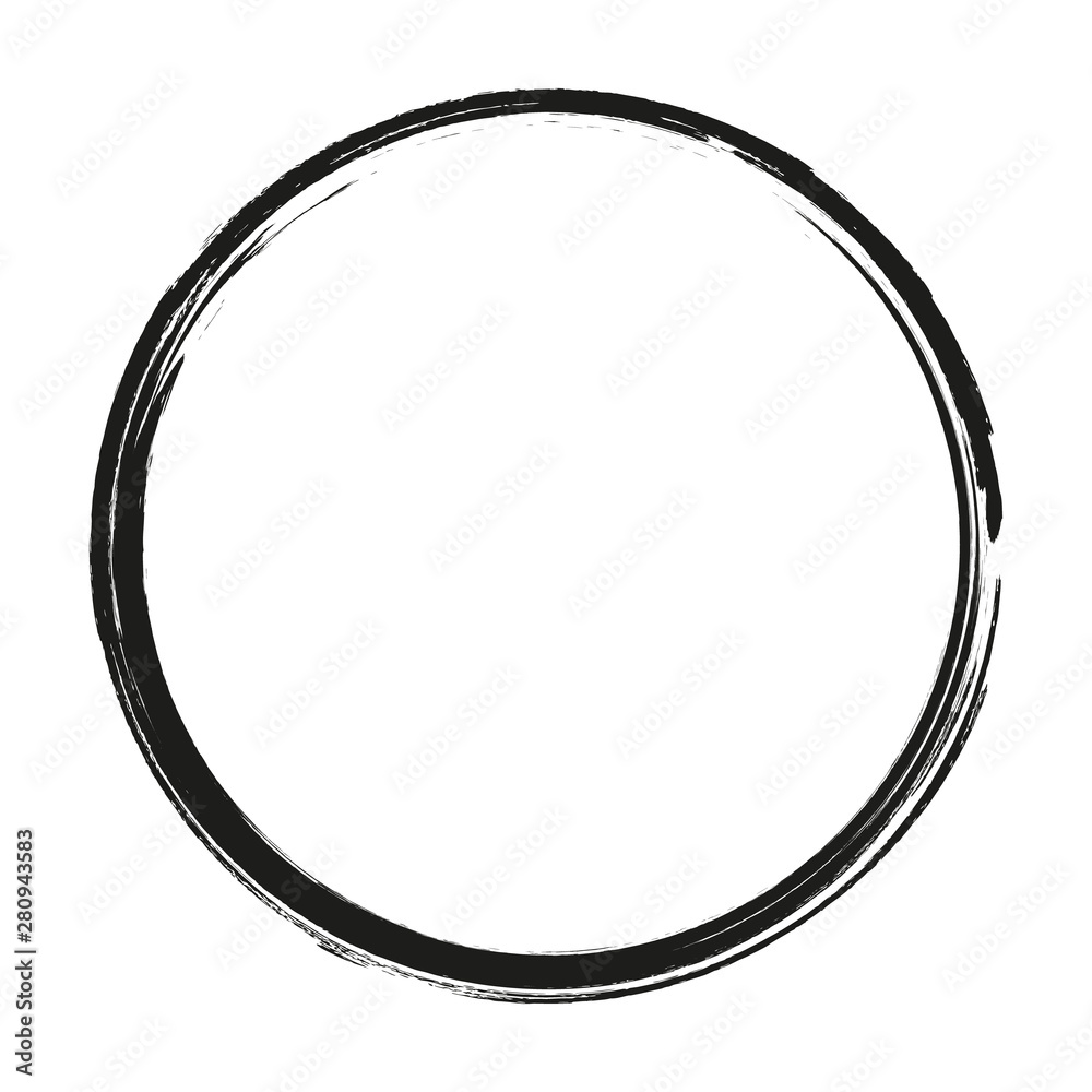 vector brush strokes circles of paint on white background. Ink hand