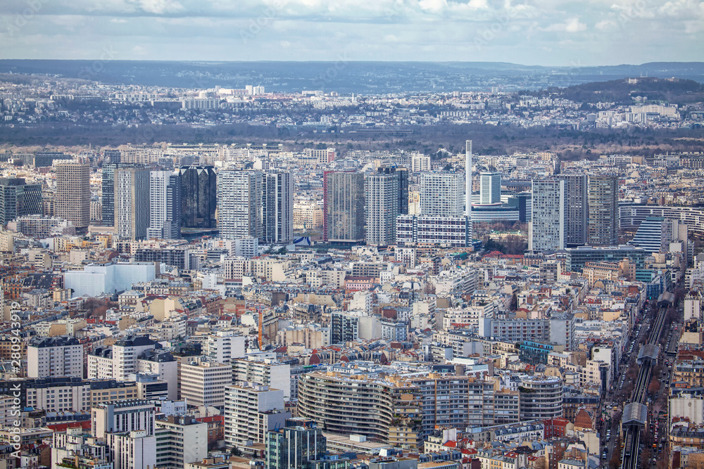 Fototapeta premium aerial view of Paris quarter and streets