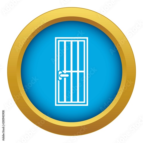 Steel door icon blue vector isolated on white background for any design