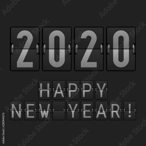 Airport Display Font. 2020 Big Numbers. Happy New Year 2020. Vector Illustration
