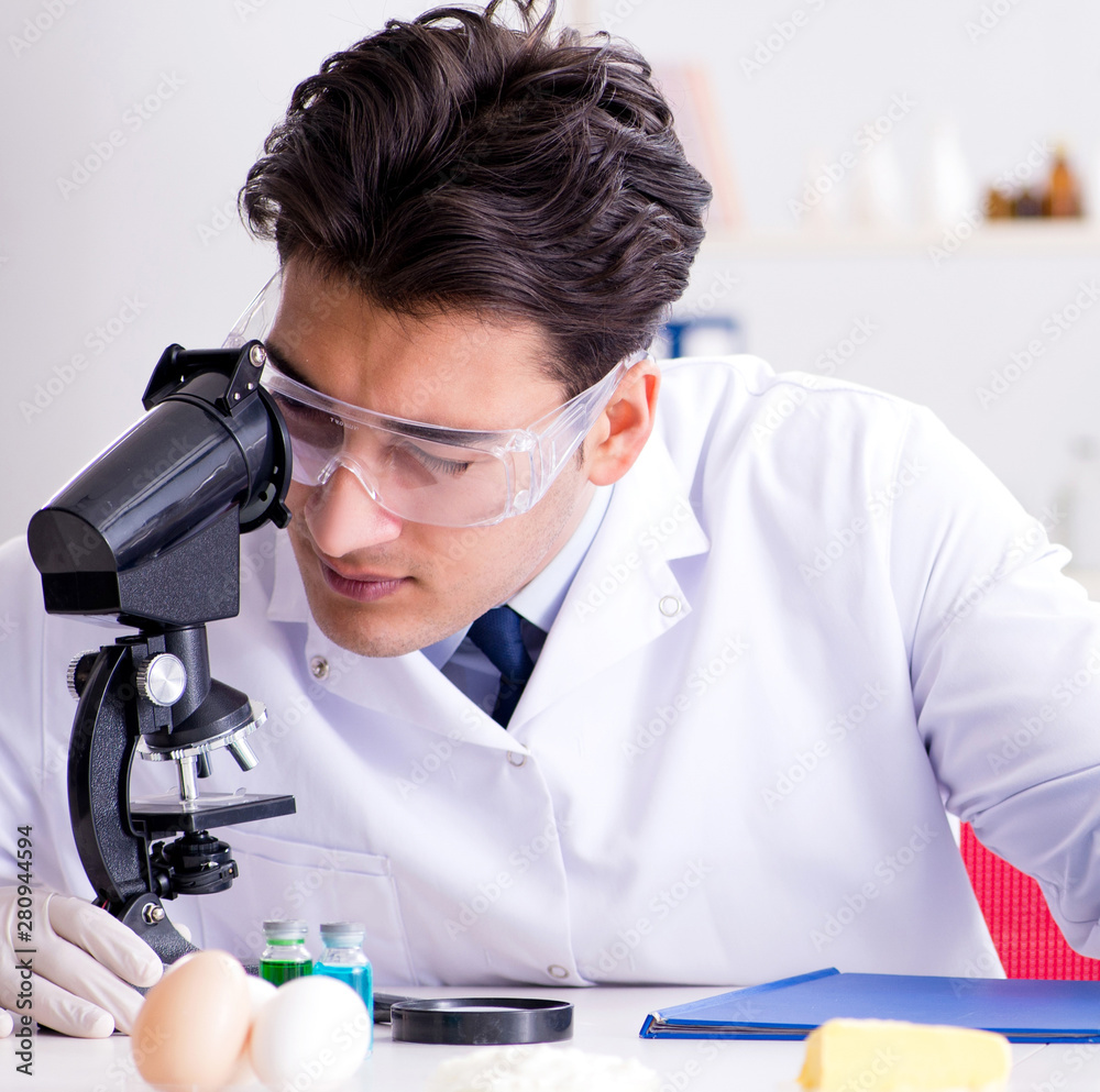 Two lab doctor testing food products Two lab doctor testing food products