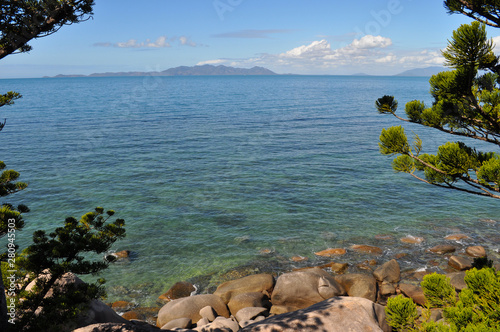 View from the rocky shore over Geoffrey Bay, Magnetic Island, Queensland, Australia. 